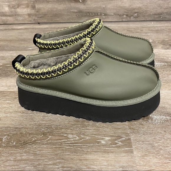 UGG | Shoes | Ugg Tazz Platform Slippers Ultra Matte Seaweed Green Size 6  New | Poshmark